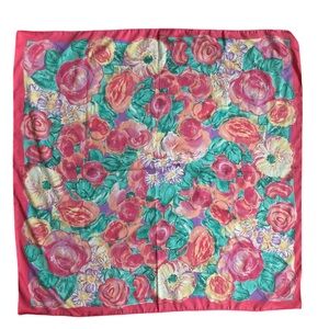 Art of The Scarf Exclusively For Tie Rack Made In Italy 33”x33” Pink Roses